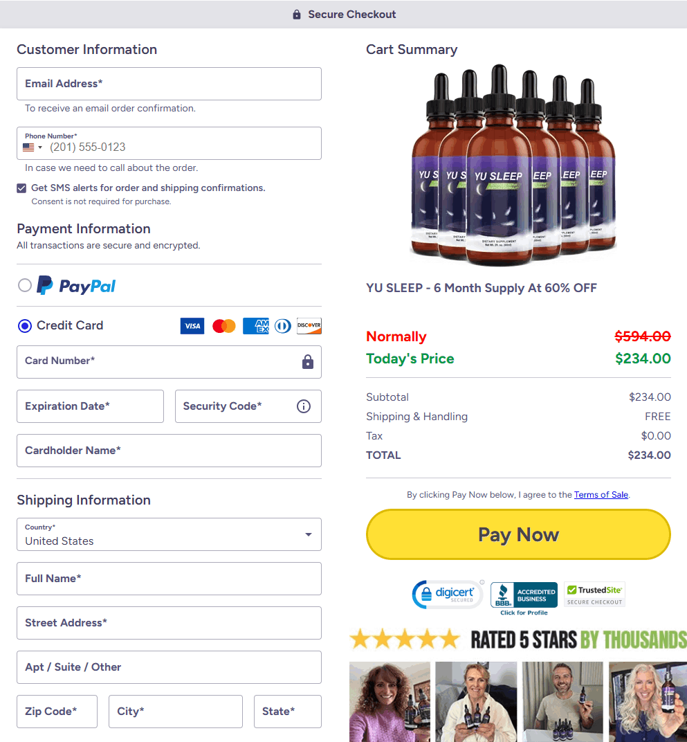 yu sleep Checkout page